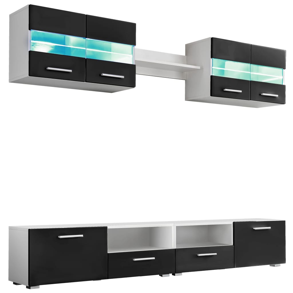 vidaXL Mueble de salón de TV con luces LED 5 piezas, Mueble de Salon, Mueble TV, Mueble TV salon, Mesa de TV, Mueble tele