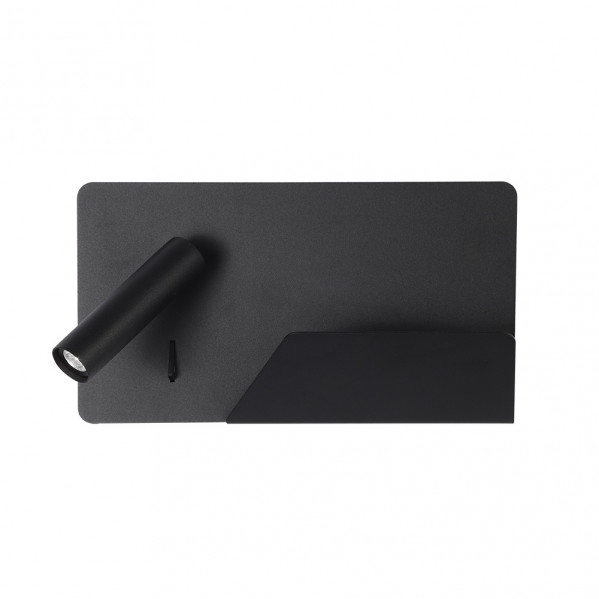 Aplique 3w 4000k miguel angel izqdo negro c/usb y  estante 150lm 16x28x12 cm orientable