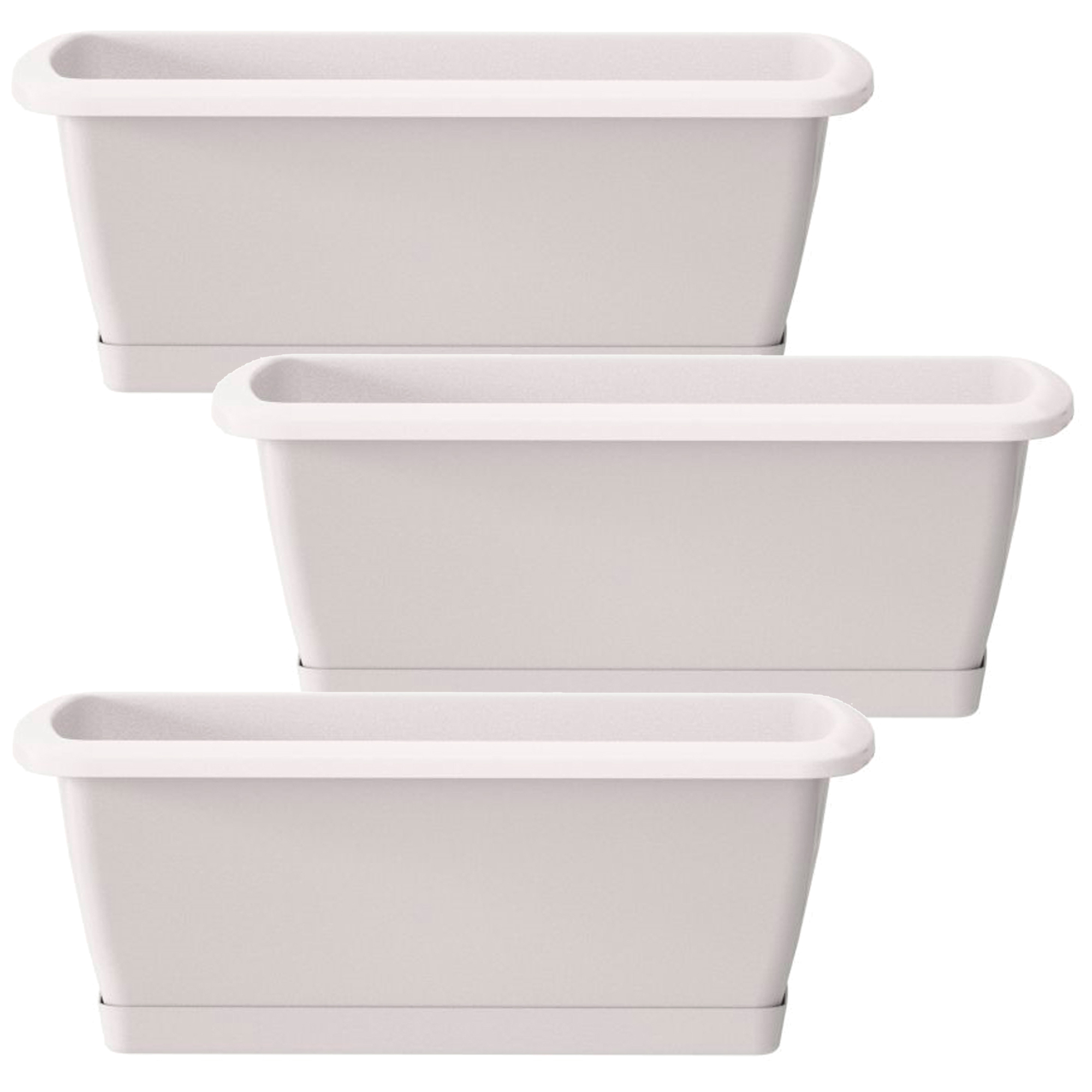 3x Jardinera Respana WELLHOME con soporte de plastico en color blanco 78,6 (largo) x 18,4 (ancho) x 14,5 (alto) cm