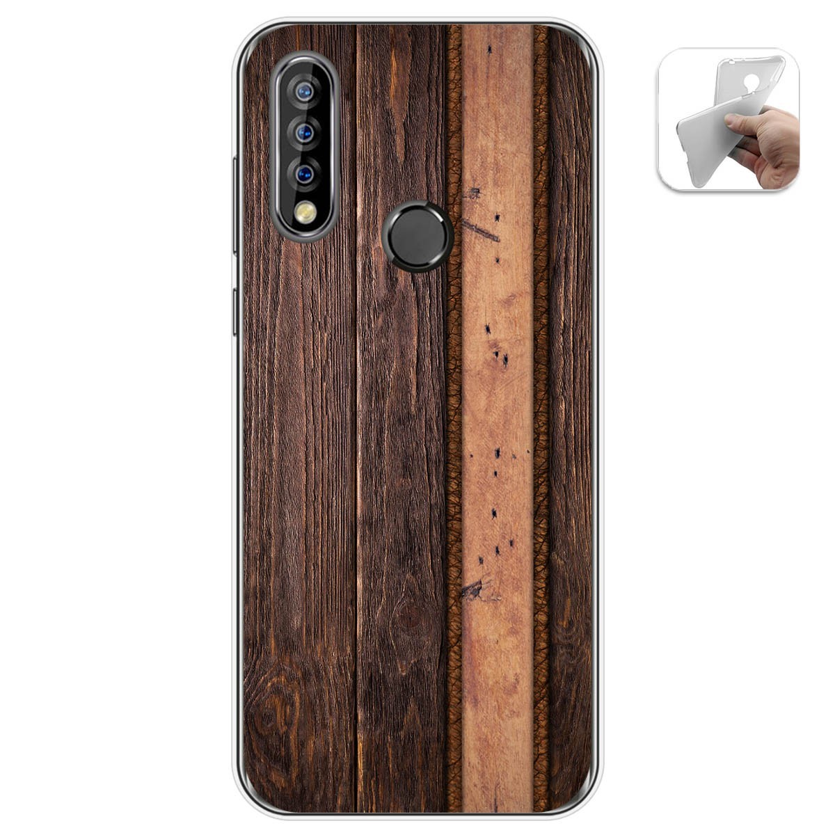 Tumundosmartphone Funda Gel Tpu para Oukitel C17 Pro diseño Madera 05 Dibujos