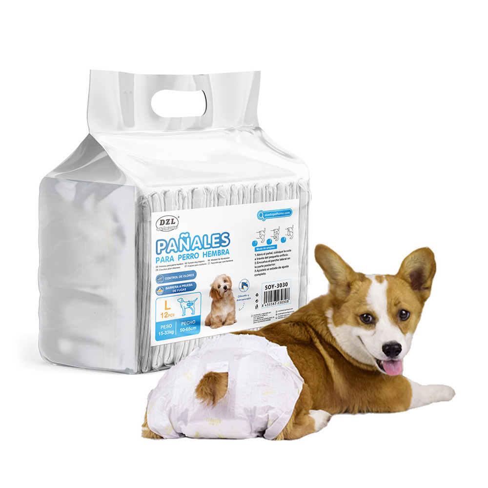 SMELL & SMILE Pañales Desechables para Perro Hembra Absorbentes Suaves (L)