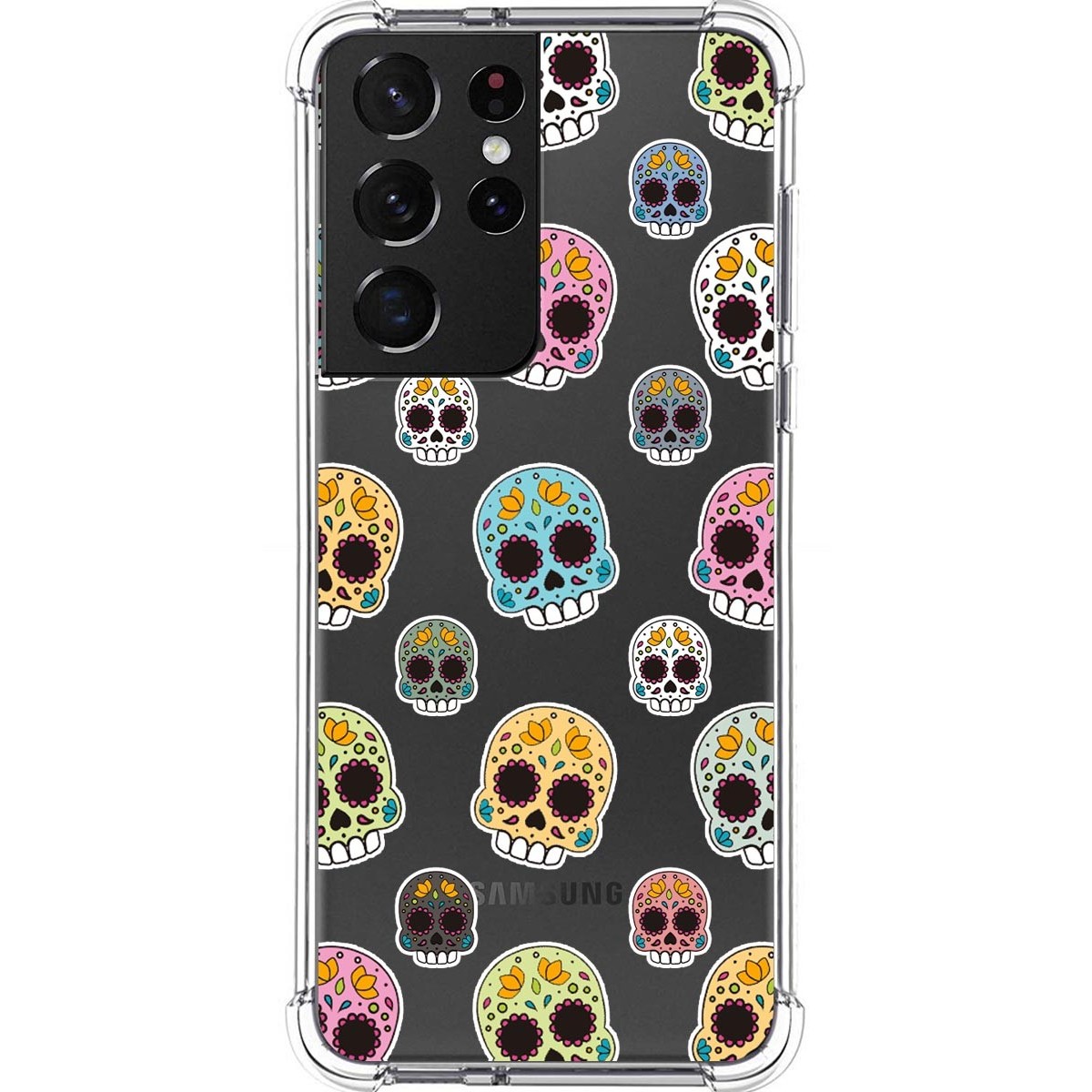 Tumundosmartphone Funda Silicona Antigolpes para Samsung Galaxy S21 Ultra 5G diseño Catrina Dibujos