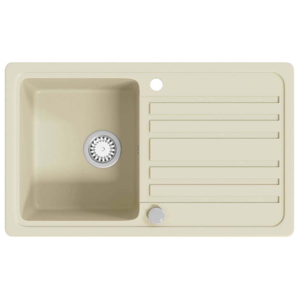 vidaXL Fregadero de cocina de granito con un seno beige
