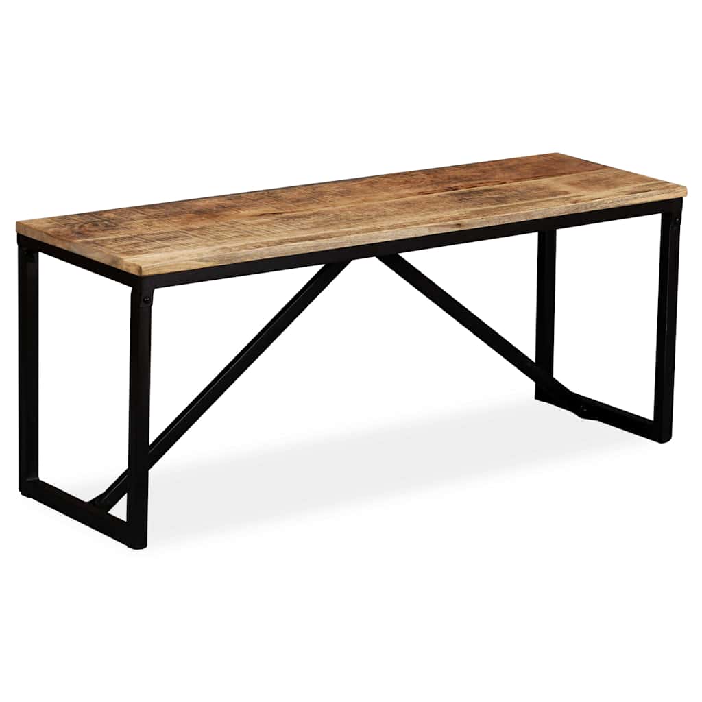 vidaXL Banco de madera maciza de mango 110x35x45 cm en color Marrón/Multicolor