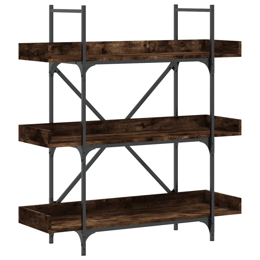 Vidaxl Librería 3 Estantes Madera Ingeniería Roble Humo 100x33x108,5cm