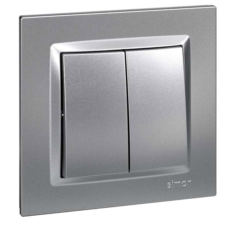 Simon doble conmutador aluminio serie 10 f1090397026