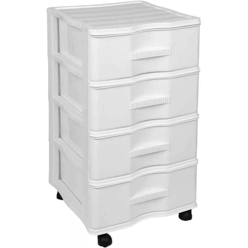 TIENDA EURASIA - Cajonera de Plástico con Ruedas, 4 Alturas, Diseño Moderno en Color Opaco, 39x38x68 cm