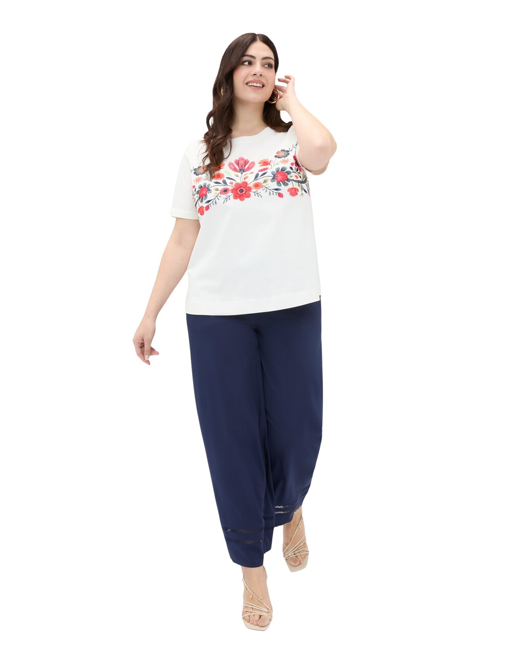 Fiorella Rubino - Camiseta de algodón con bordado floral
