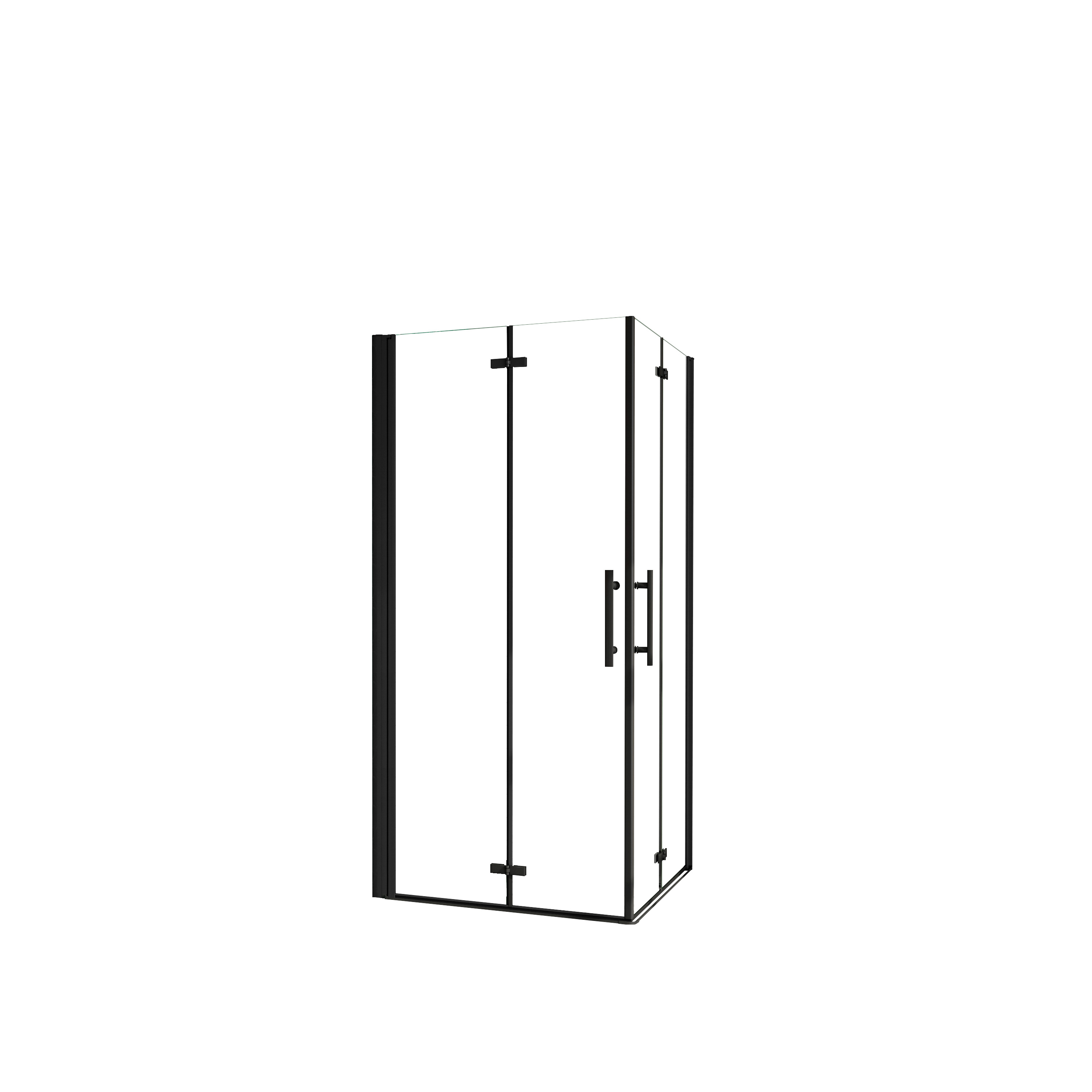 AICA Mampara de Ducha Rectangular Plegable Vidrio Templado Easyclean de 5 mm con Perfil Negro Mate Tamaño:(1080-1100)x(980-1000)x1900mm