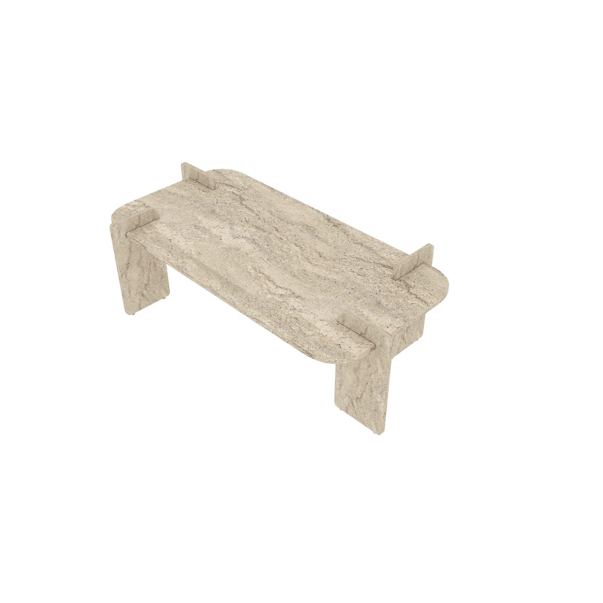 Habitat y Jardin - Mesa baja de madera "Lovge" 120 x 60 x 35 cm - Travertino