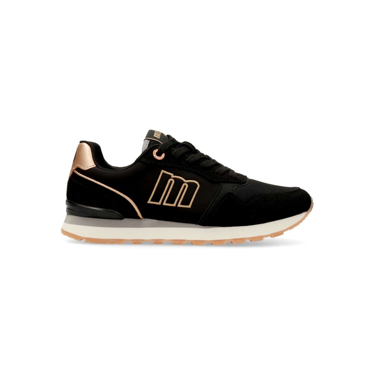 MTNG - Zapatillas deportivas Joggo para mujer, estilo retro running en piel sintética y textil con suela dentada color caramelo y plantilla Starfit