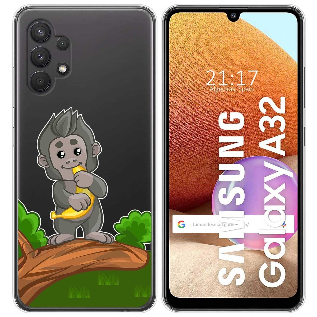 Tumundosmartphone Funda Gel Transparente para Samsung Galaxy A32 4G diseño Mono Dibujos