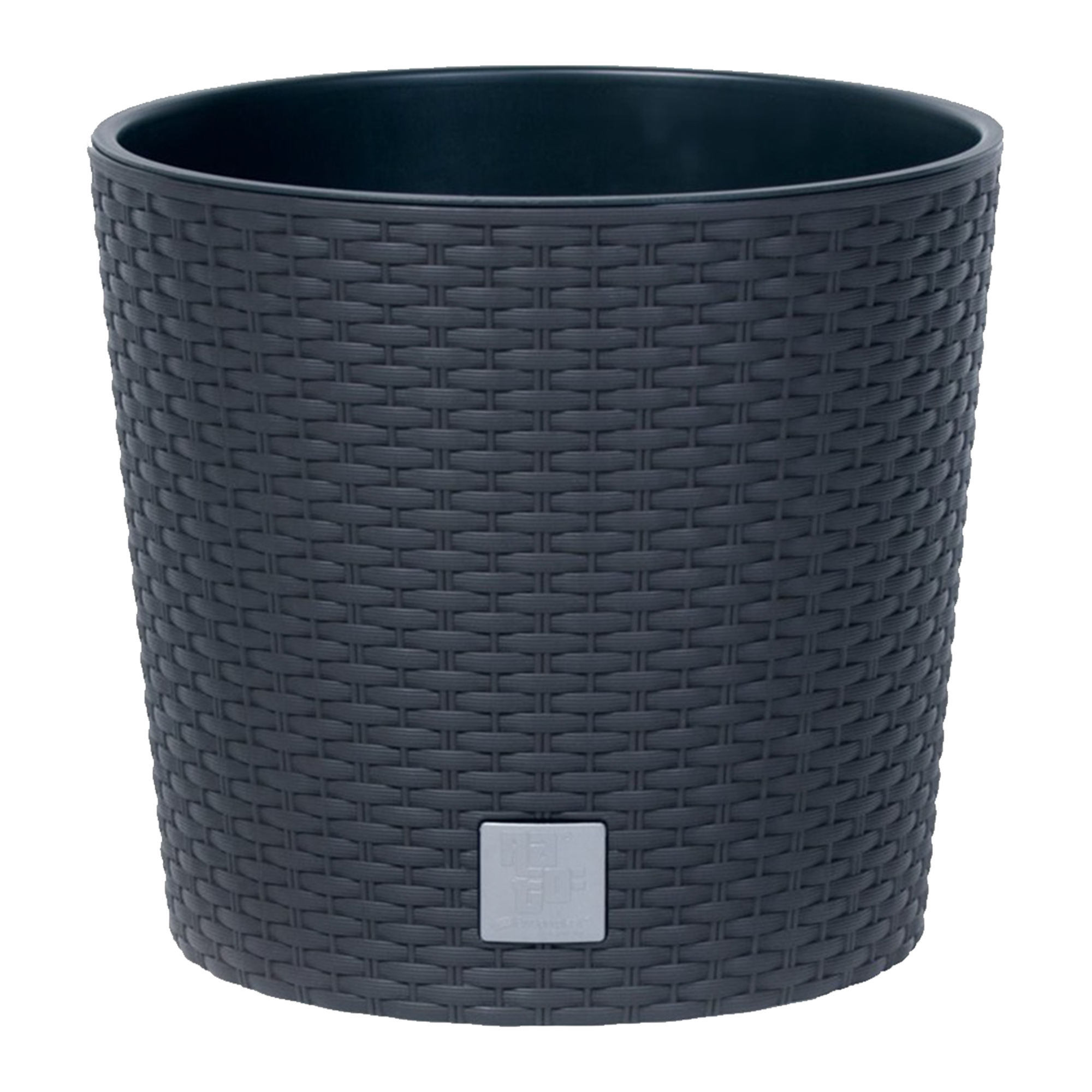 Maceta Prosperplast Rato 15 Litros Antracita con Cubilete y Acabado Simil Rattan