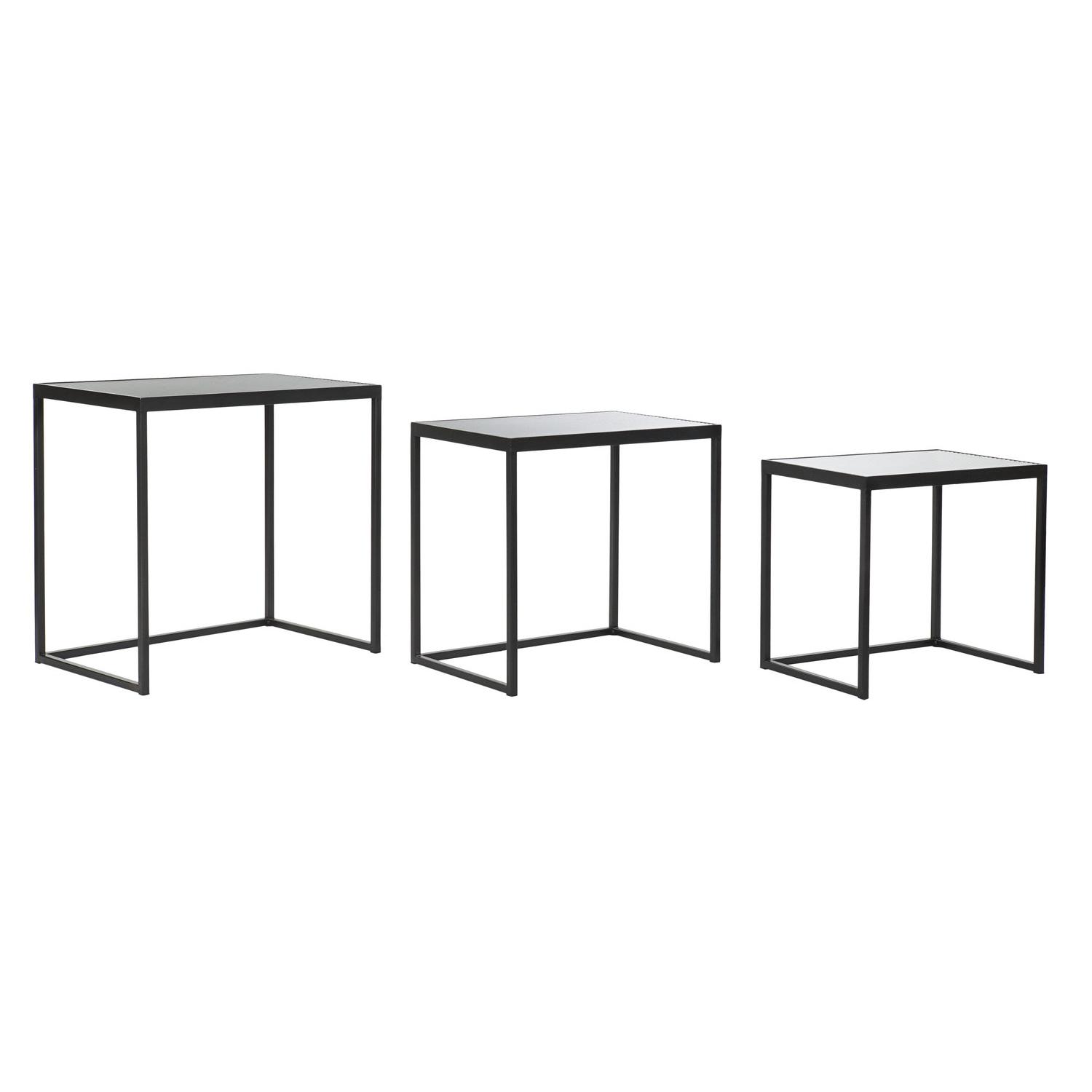 Mesita Auxiliar Set 3 Metal Cristal 58X36,5X53,5 - Fijalo - El mejor complemento para tu hogar.