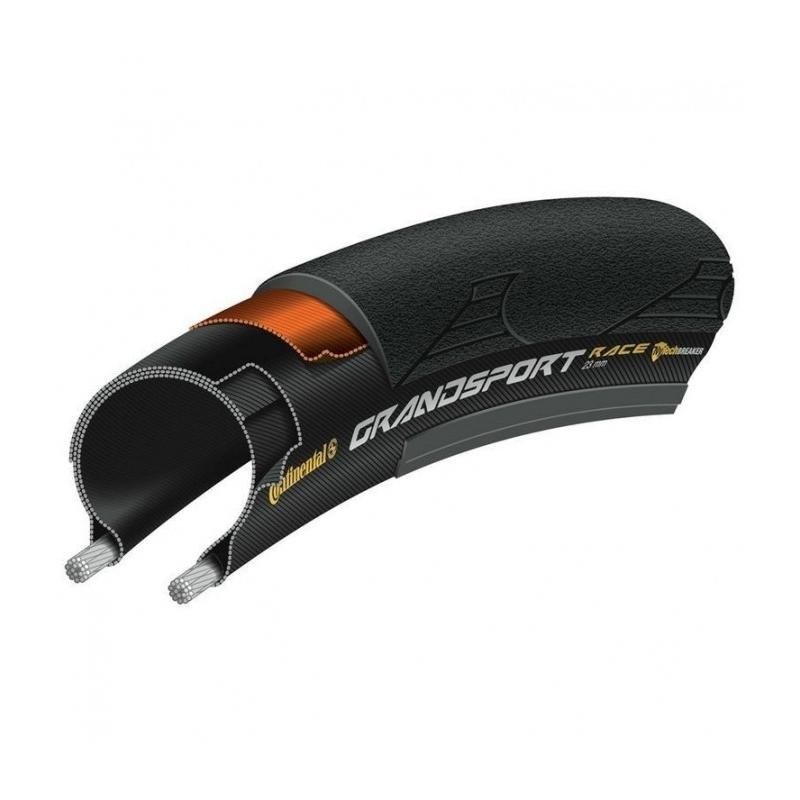 Continental - Cubierta de bicicleta Grand Sport Race 700x25 para carretera, plegable y ligera con tecnología NyTech Breaker resistente a pinchazos, ideal para cicloturismo y entrenamiento diario