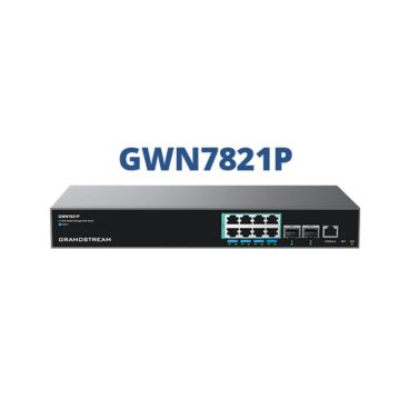 Grandstream gwn7821p switch gestionable capa 3 multigigabit enracable y apilable. puertos:8 x 2,5 gbe poe con poe budget 240w + 2xsfp+ de 2 y 4 gb. rendimiento: 40gbps y switching 80gbps.