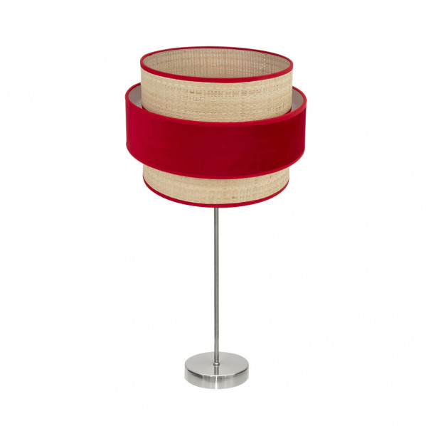 Sobremesa alto reyes 1xe27 niquel/natural-rojo 64x30x30 cm