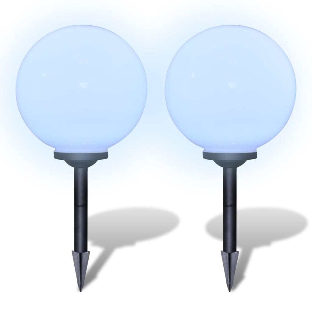 vidaXL Lámparas de Suelo LED (2 unidades) Energía Solar de Jardín en Forma de Bola Dimensiones 30 cm, 40 cm, 50 cm