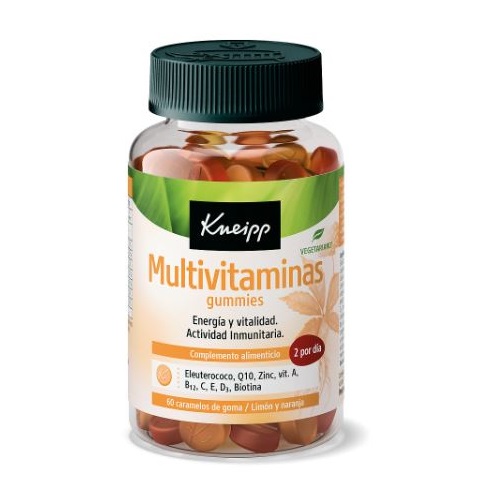 Caramelos de Goma Kneipp Multivitaminas - Aporta Energía y Vitalidad - Mejora la Actividad Inmunitaria - Sabor Limón y Naranja - 60 Uds