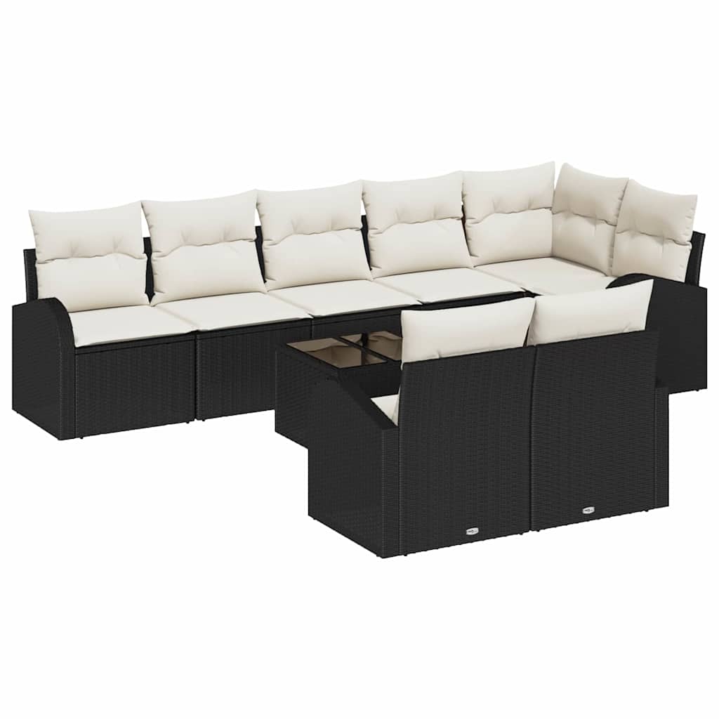 vidaXL Conjunto de sofá de jardín Negro y crema 55 x 55 x 37 cm