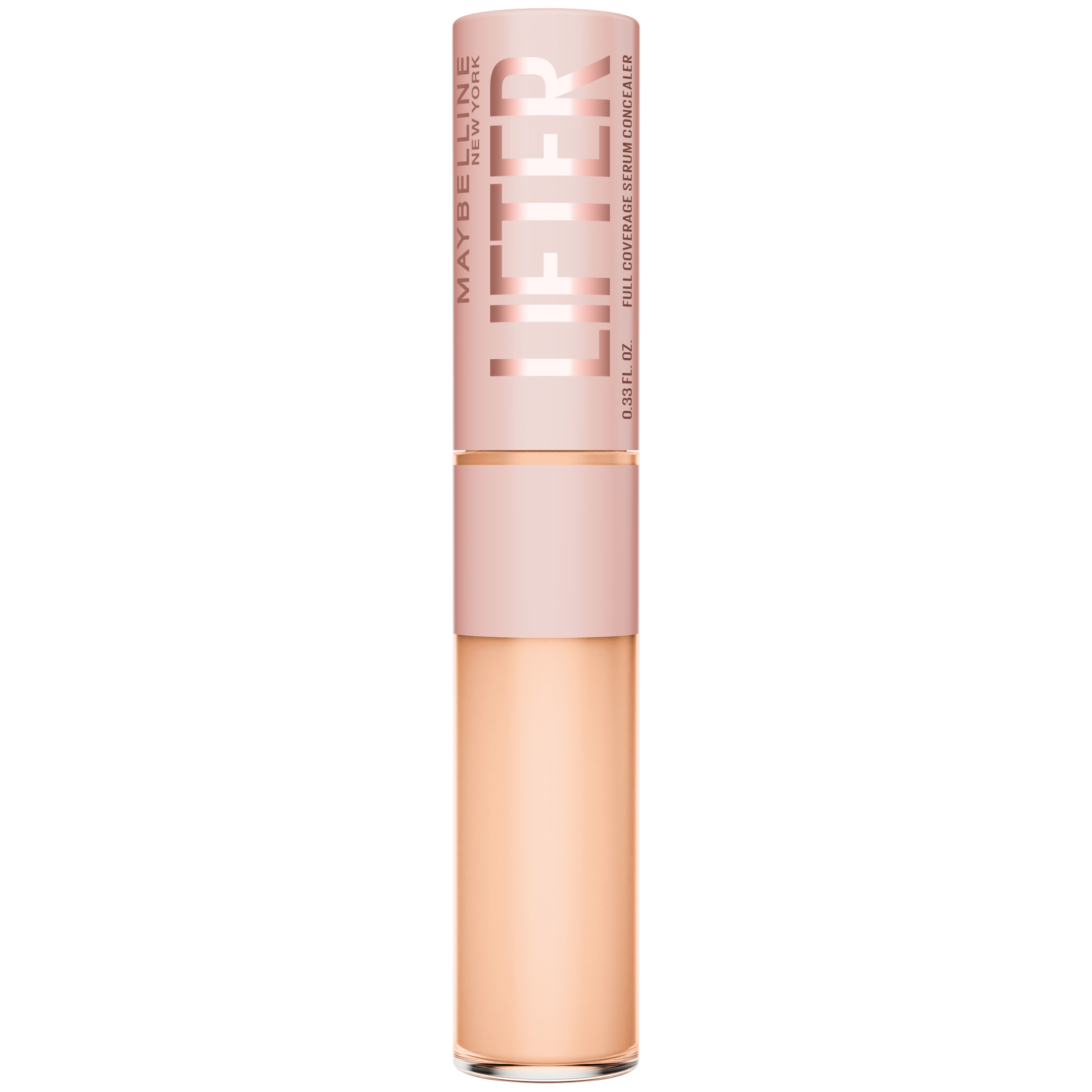 Maybelline New York | Lifter Corrector luminoso, con cobertura total tan natural que es indetectable.​ Probado clínicamente para hidratar e iluminar las ojeras al instante y con el tiempo. Dura todo el día. 2% péptidos + cafeína Tono 25.