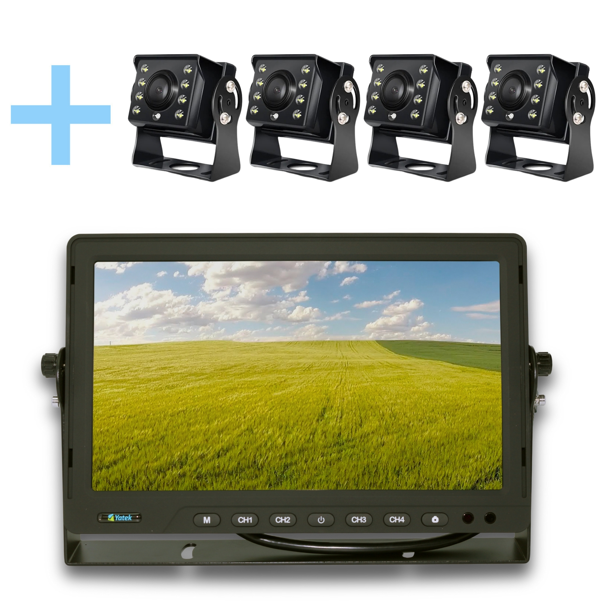 Kit de cámara de aparcamiento Yatek Pantalla AHD 10" + 4 cámaras 1080P 160 grados de visión trasera Yatek