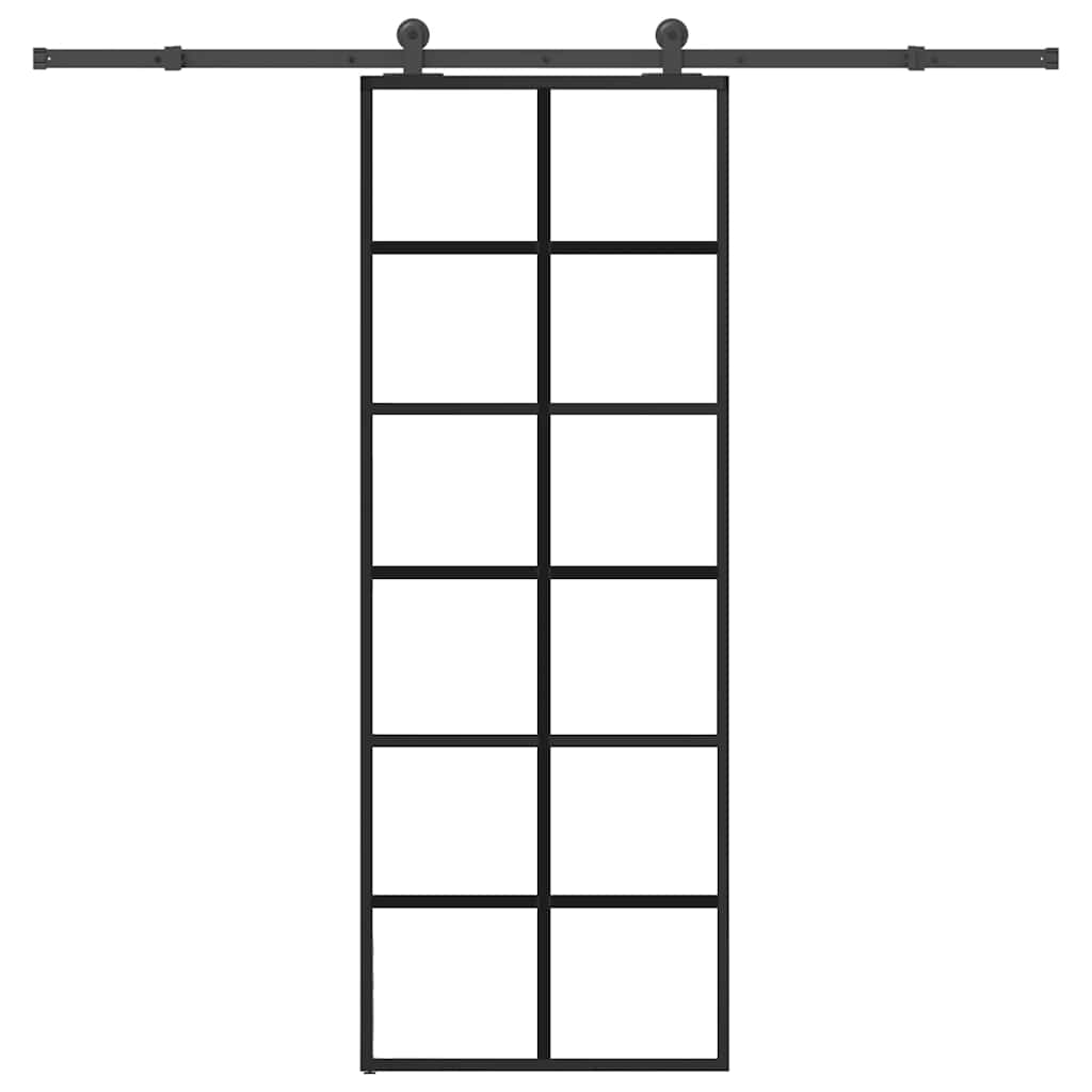 vidaXL Puerta corredera con set herrajes vidrio ESG aluminio 76x205 cm