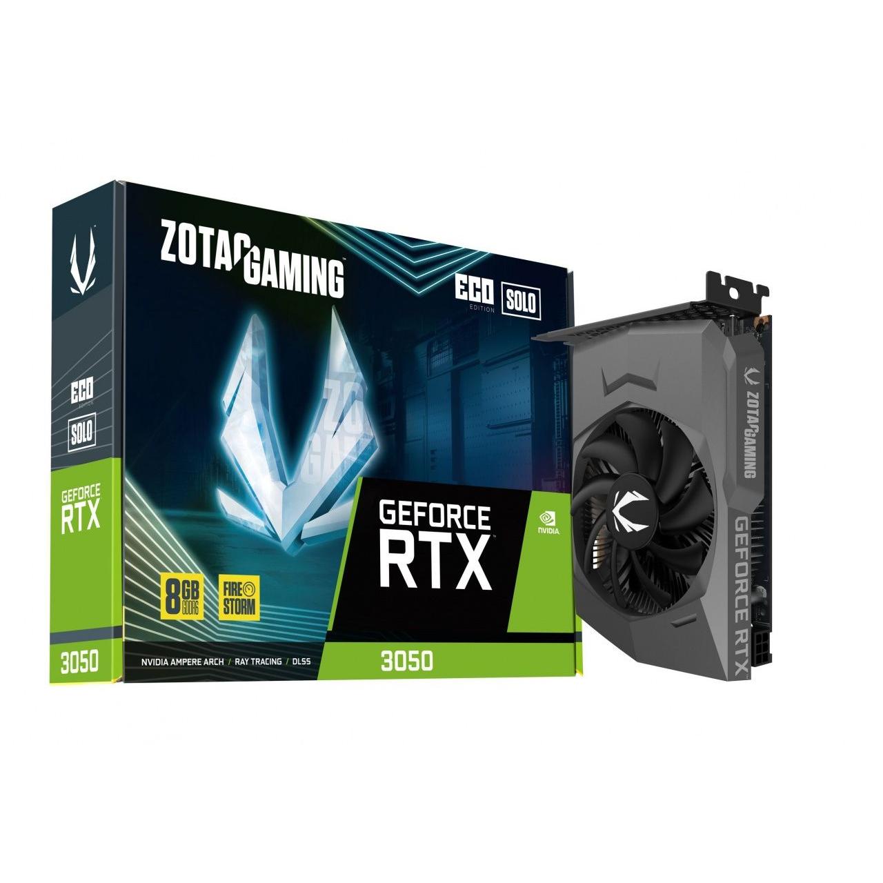 Zotac - Tarjeta gráfica RTX 3050 Eco Solo ZT-A30500R-10L con 8 GB GDDR6, bus de 128 bits y refrigeración activa para gaming y creación de contenido