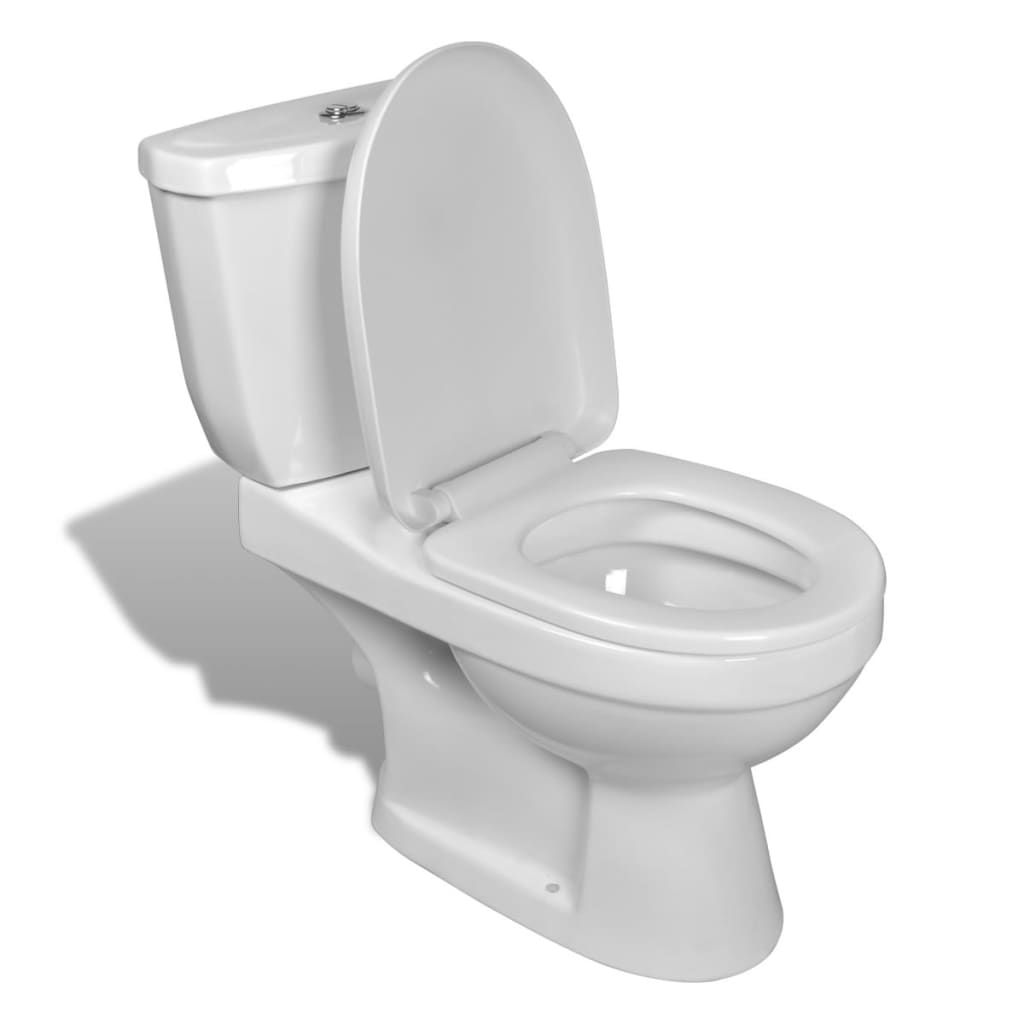 vidaXL Inodoro con Cisterna Set Completo + Asiento WC Pared Cerámica Recr Color Negro,  Blanco, y mas