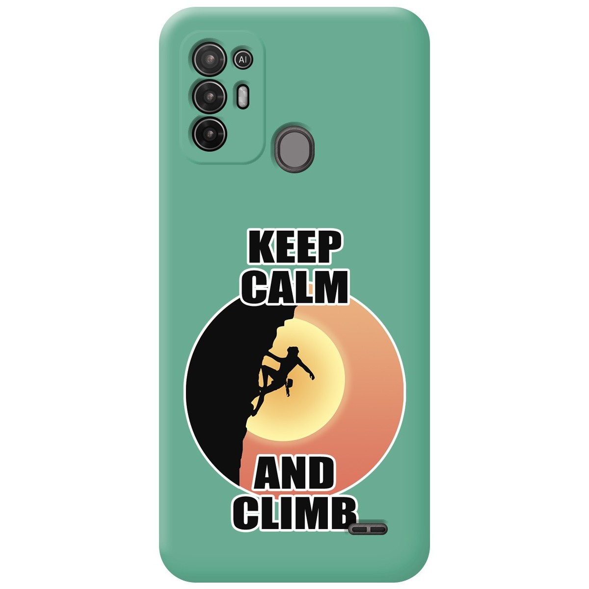 Funda Silicona Líquida Verde para ZTE Blade A52 diseño Mujer Escalada Dibujos