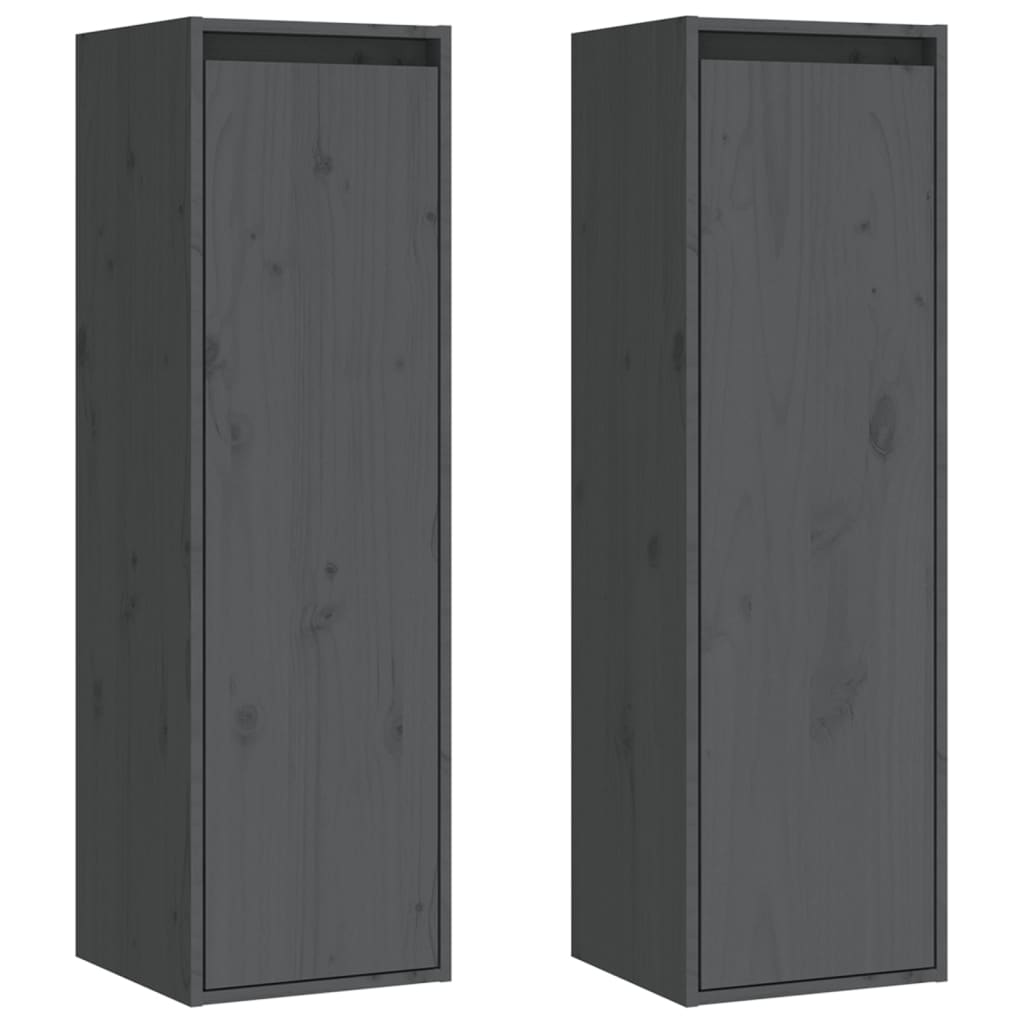 vidaXL Armario de pared 2 unidades madera maciza de pino 30x30x100 cm Natural, Blanco, Gris Mueble Almacenaje Estantería para Oficina, Estudio, Dormitorio Estantería/Librería/ mueble de Almacenamiento