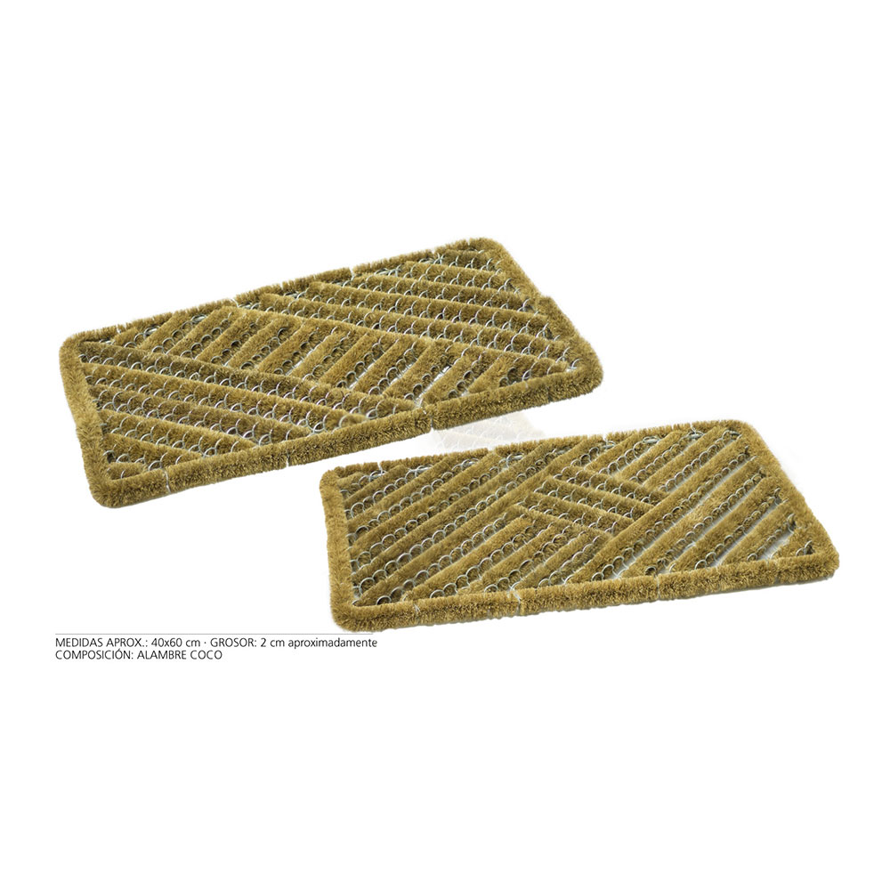 Hidalgo Felpudo de Coco/Alambre 60x40x3,5cm Resistente a la Intemperie