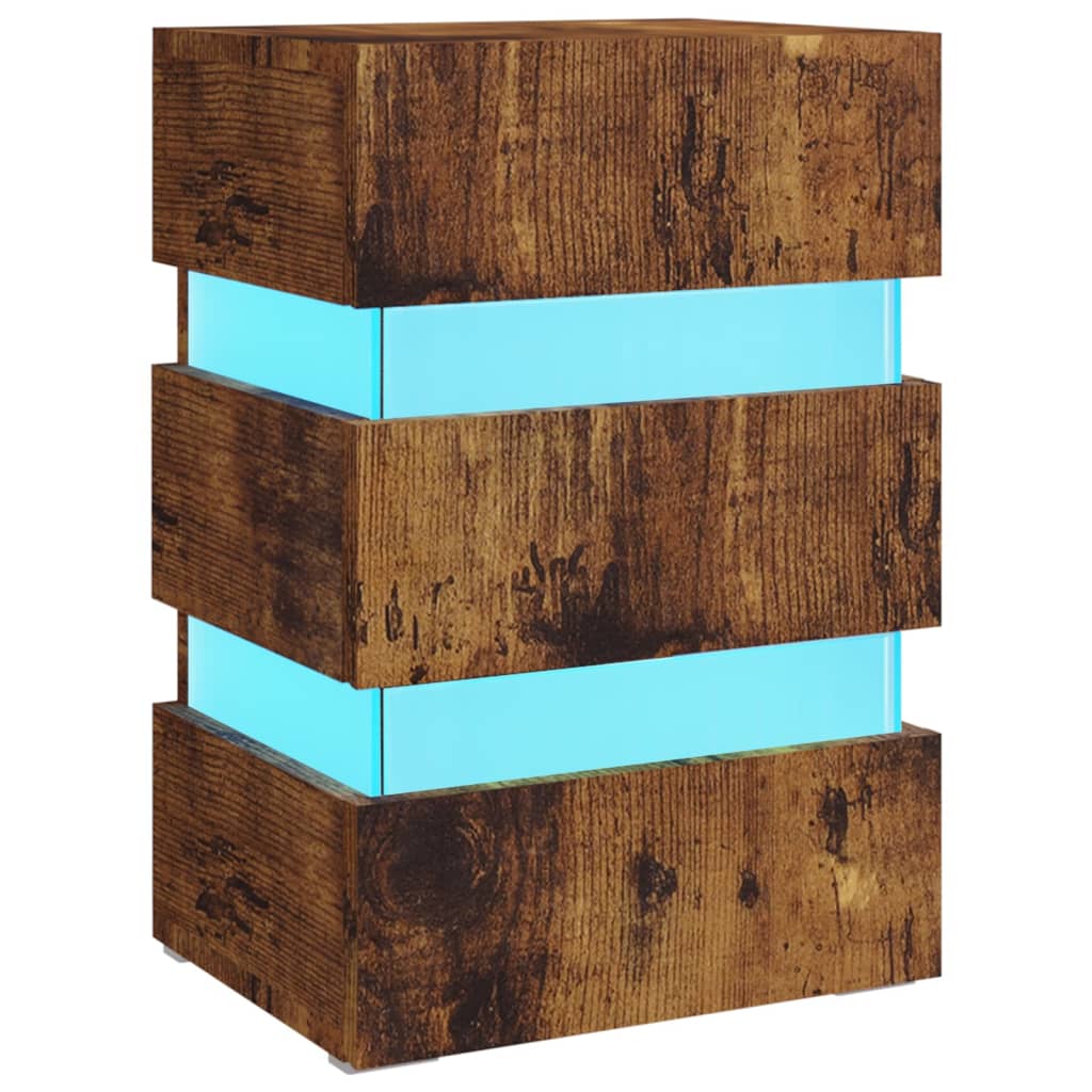 Vidaxl - Mesita de Noche LED Madera Ingeniería 45x35x67 Cm Blanco