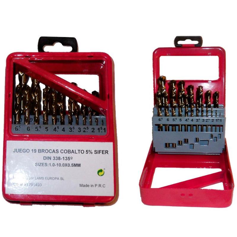 Sifer juego brocas cobalto de 1-10  19 und. h-1905-estuche metal