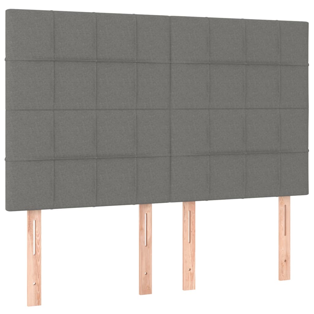 vidaXL Cabecero con luces LED tela gris oscuro 144x5x118/128 cm