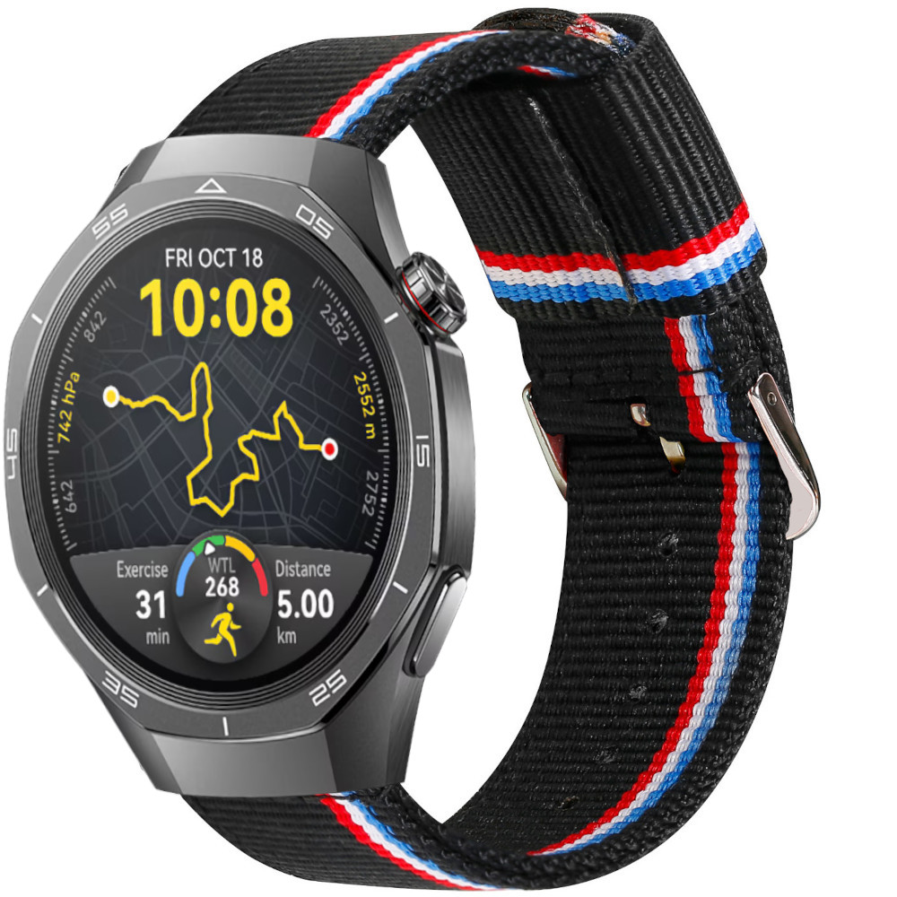 Correa de nylon para Huawei Watch GT 5 - 46mm / GT 5 - 46mm / GT 4 - 46mm / Amazfit GTR 4 / Bip 5 / Garmin Vivoactive 4, Colores Bandera de Francia Ancho 22mm