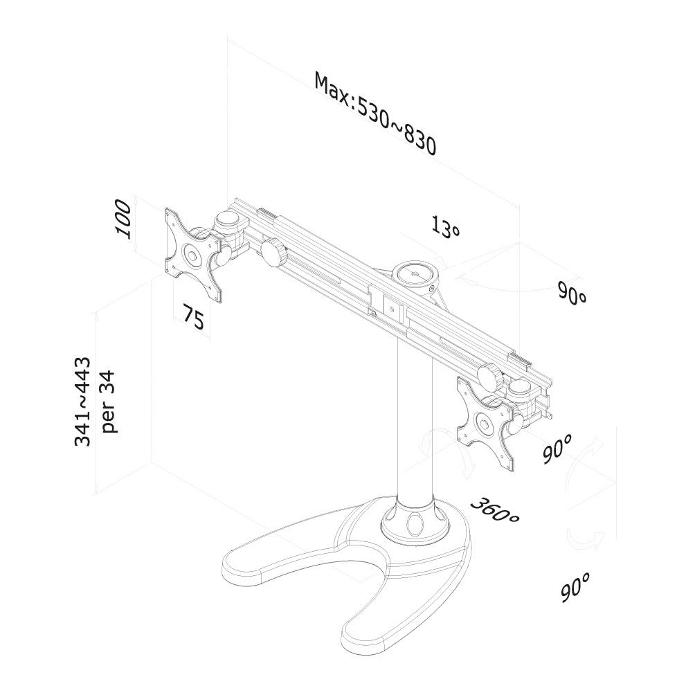 Neomounts Soporte de Escritorio para Monitor Doble Negro FPMA-D700DD 19-30 16kg