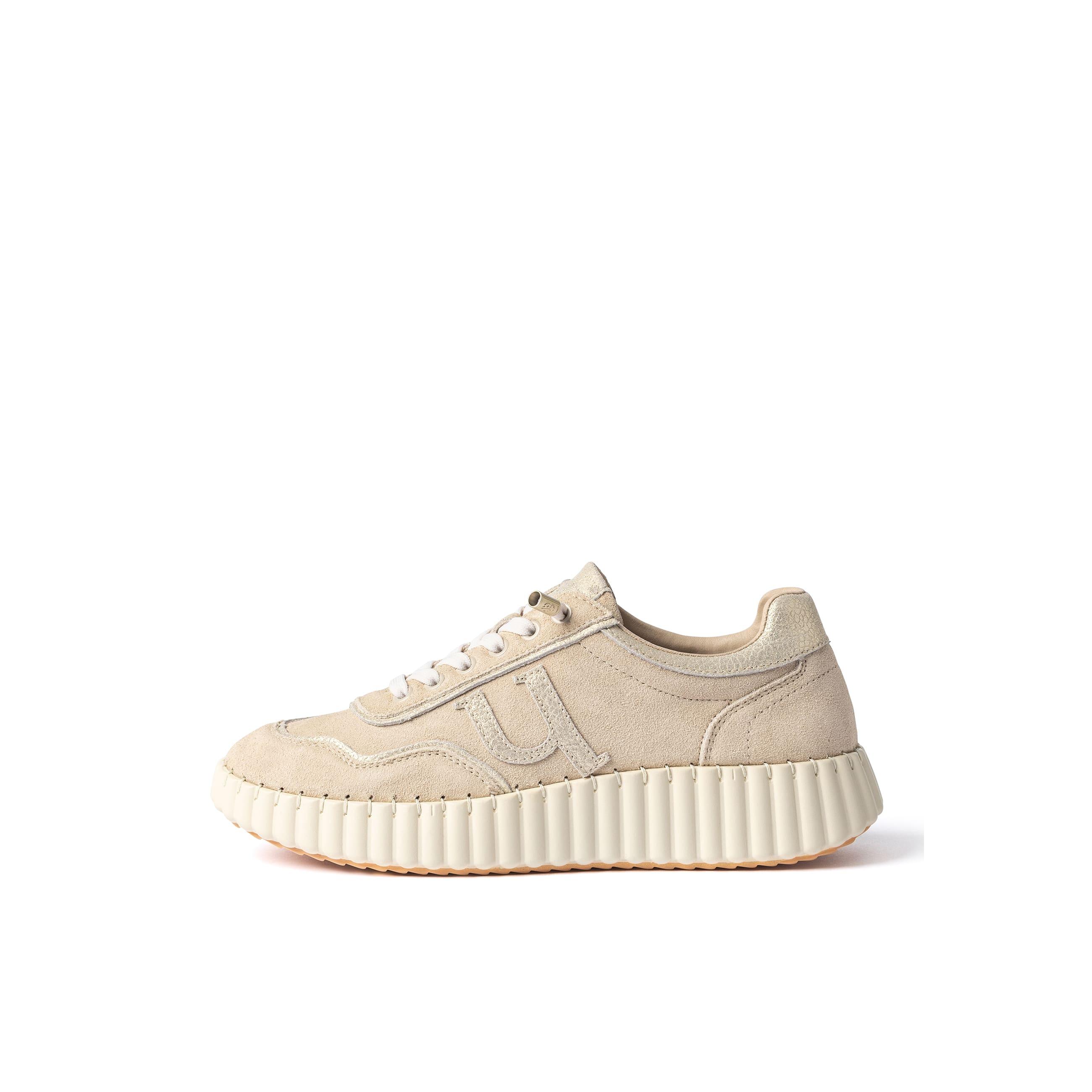 YOKONO Sneaker VANNA-105 DORADO | Zapatos mujer Primavera-Verano | Piel vacuna  Serraje | 2 CM