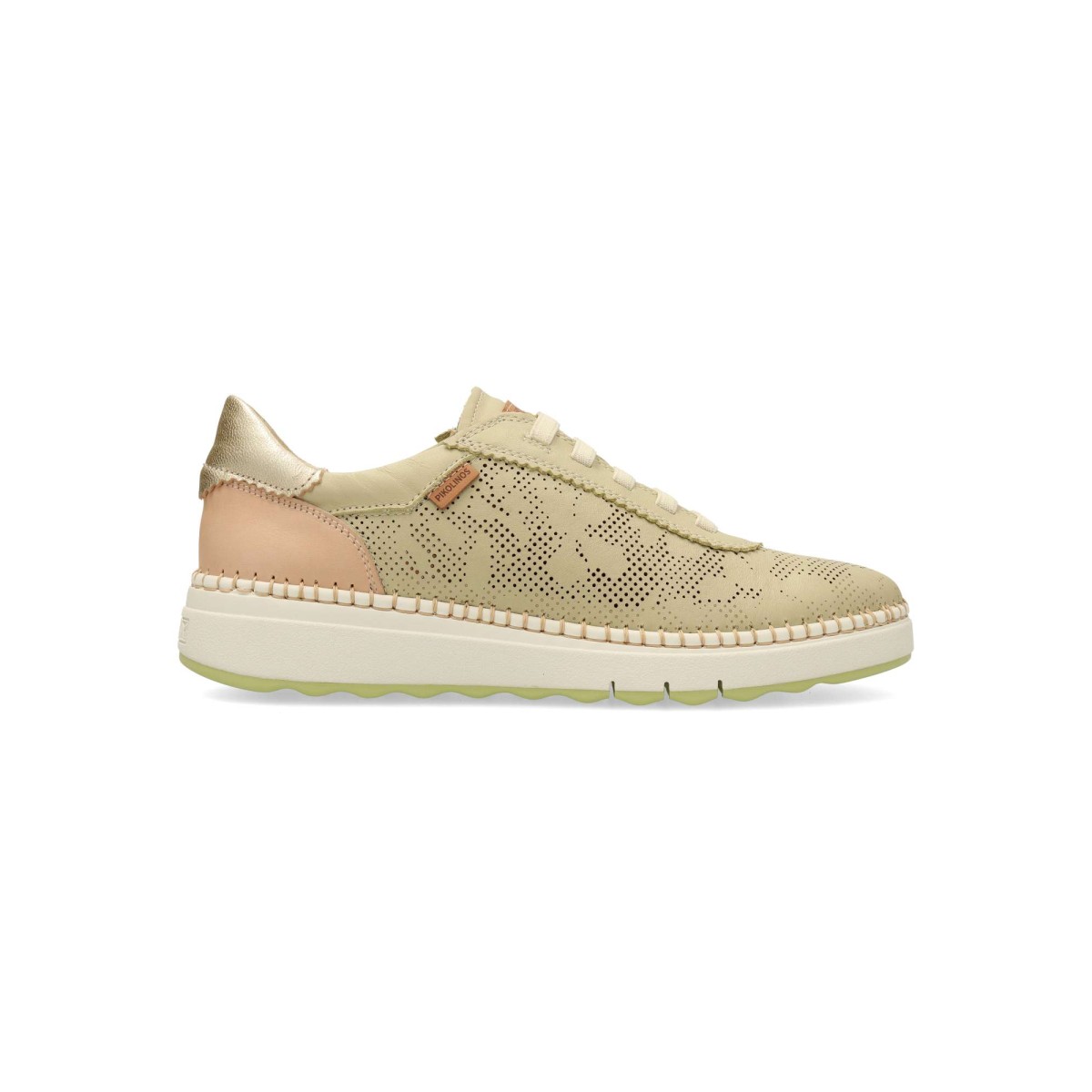 Pikolinos - Zapatillas casual mujer Arenas de piel troquelada con cierre elástico y suela de goma, estilo deportivo elegante para buen tiempo
