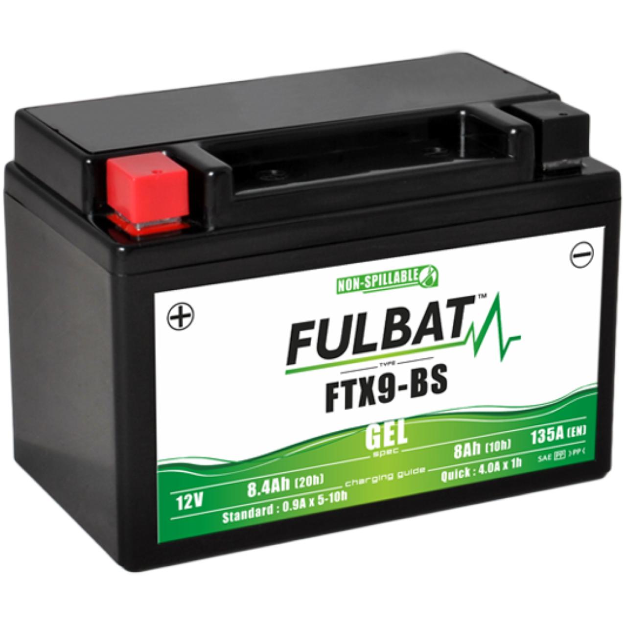 Batería para Motocicleta Fulbat Gel FTX9-BS / YTX9-BS 12V 8Ah - Lista para Usar, Sin Mantenimiento, Diseño Antiderrame