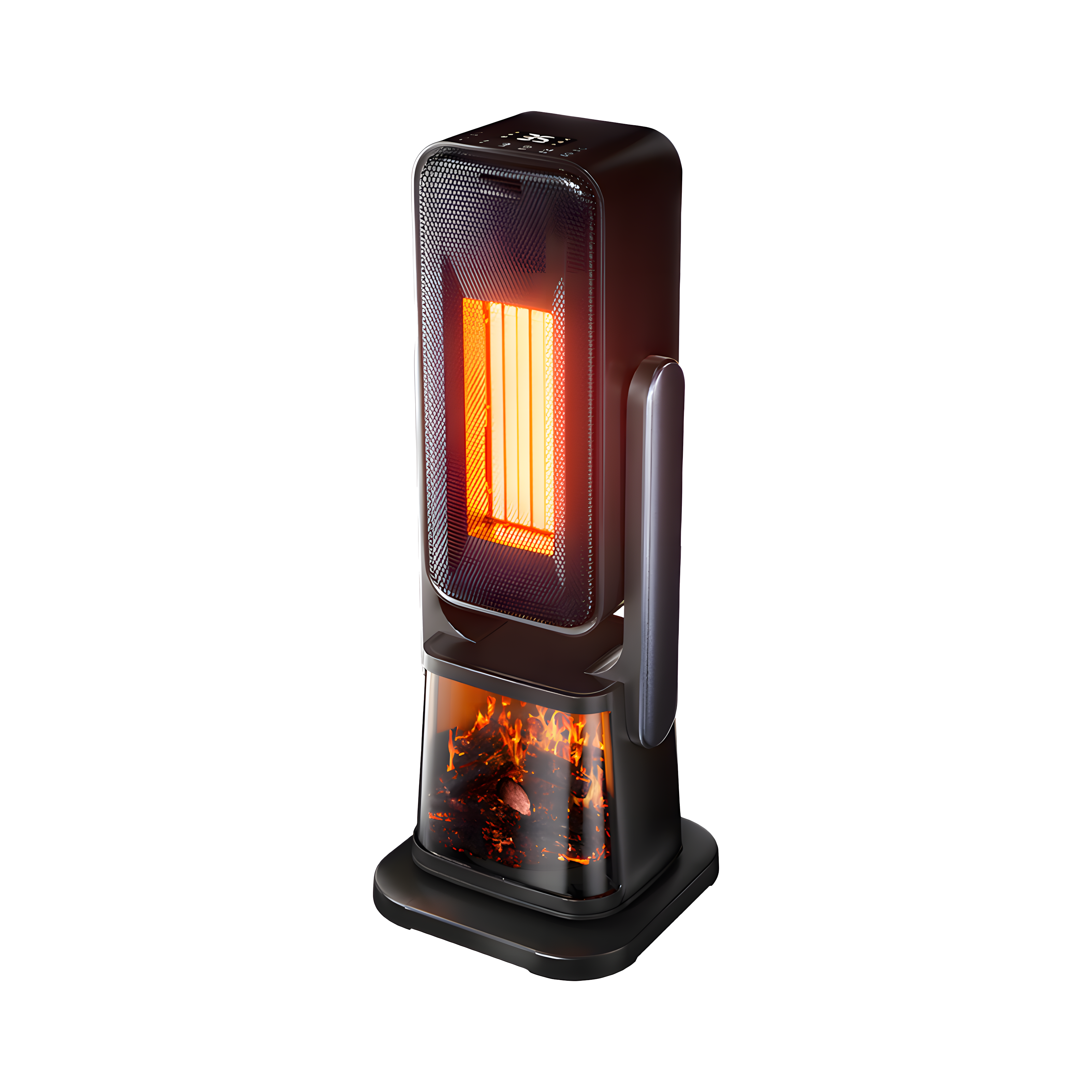 ABRILA Termoventilador Torre Ceramico Ptc 2000w Simoneta NEGRO 2potencias 4func.termostrado.MANDO A DISTANCIA incluido y TEMPORIZADOR hasta 12 horas. Con Display Led, panel de control TÁCTIL Display 58x22x22cm Calidad Garantizada
