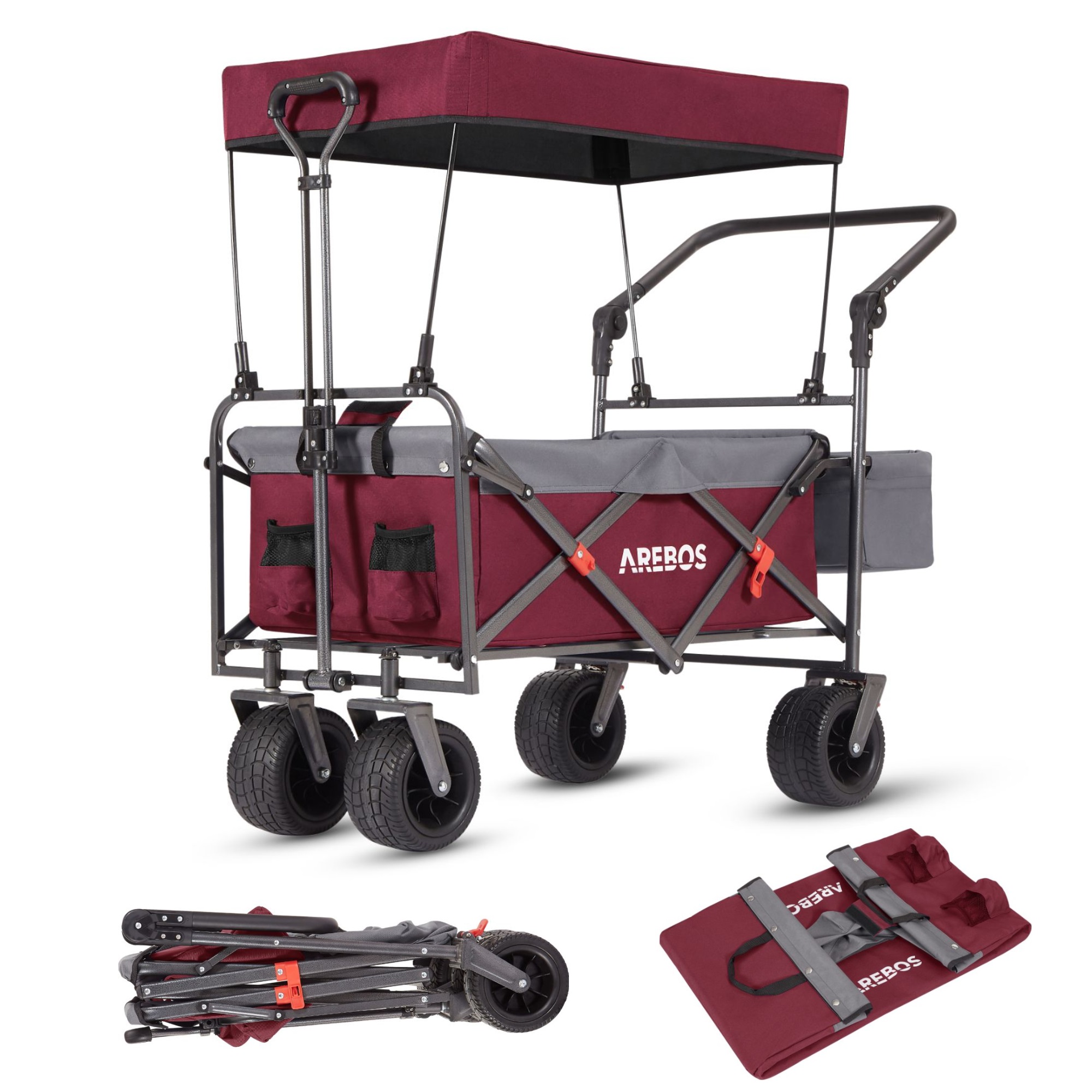 AREBOS Carro de Mano Plegable con Techo - 100 Kg