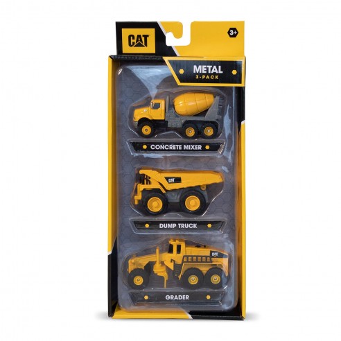 PACK 3 VEHÍCULOS OBRAS METAL 10CM CATERPILLAR 82273 FUNRISE