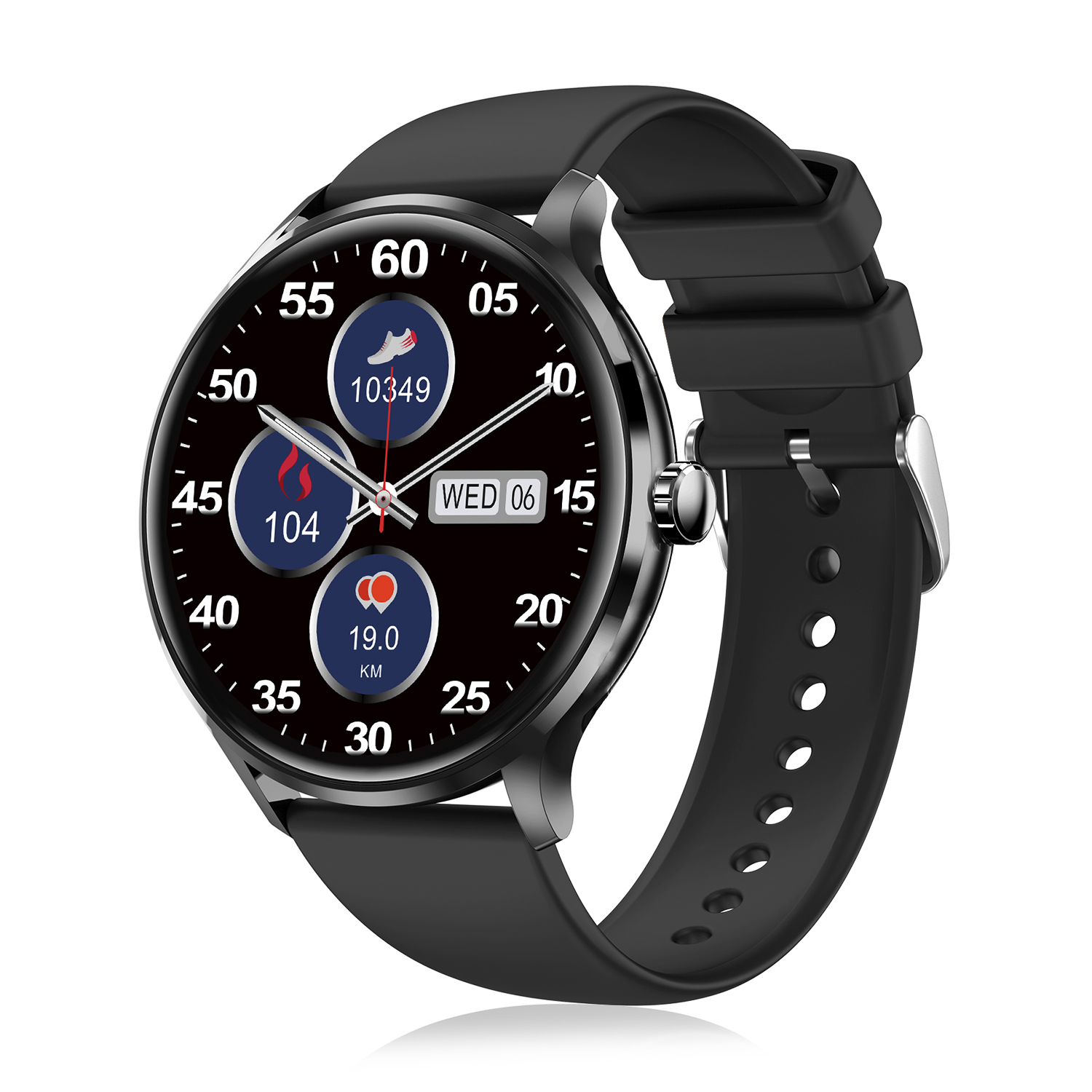 DAM. Smartwatch QS80 con llamadas BT, notificaciones push. Medición deportivo y de salud, termómetro. 4,4x1,1x3,7cm