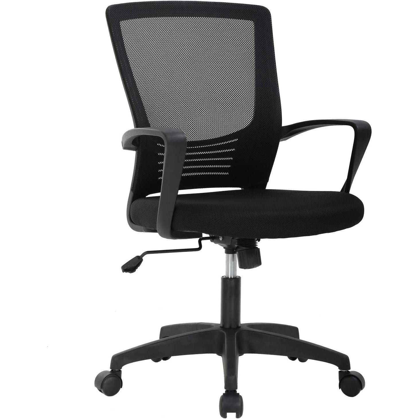T-Lovendo - T-LoVendo - Silla de oficina o escritorio ergonómica con soporte lumbar y respaldo de malla transpirable. Altura regulable. Giratoria. Color Negro.