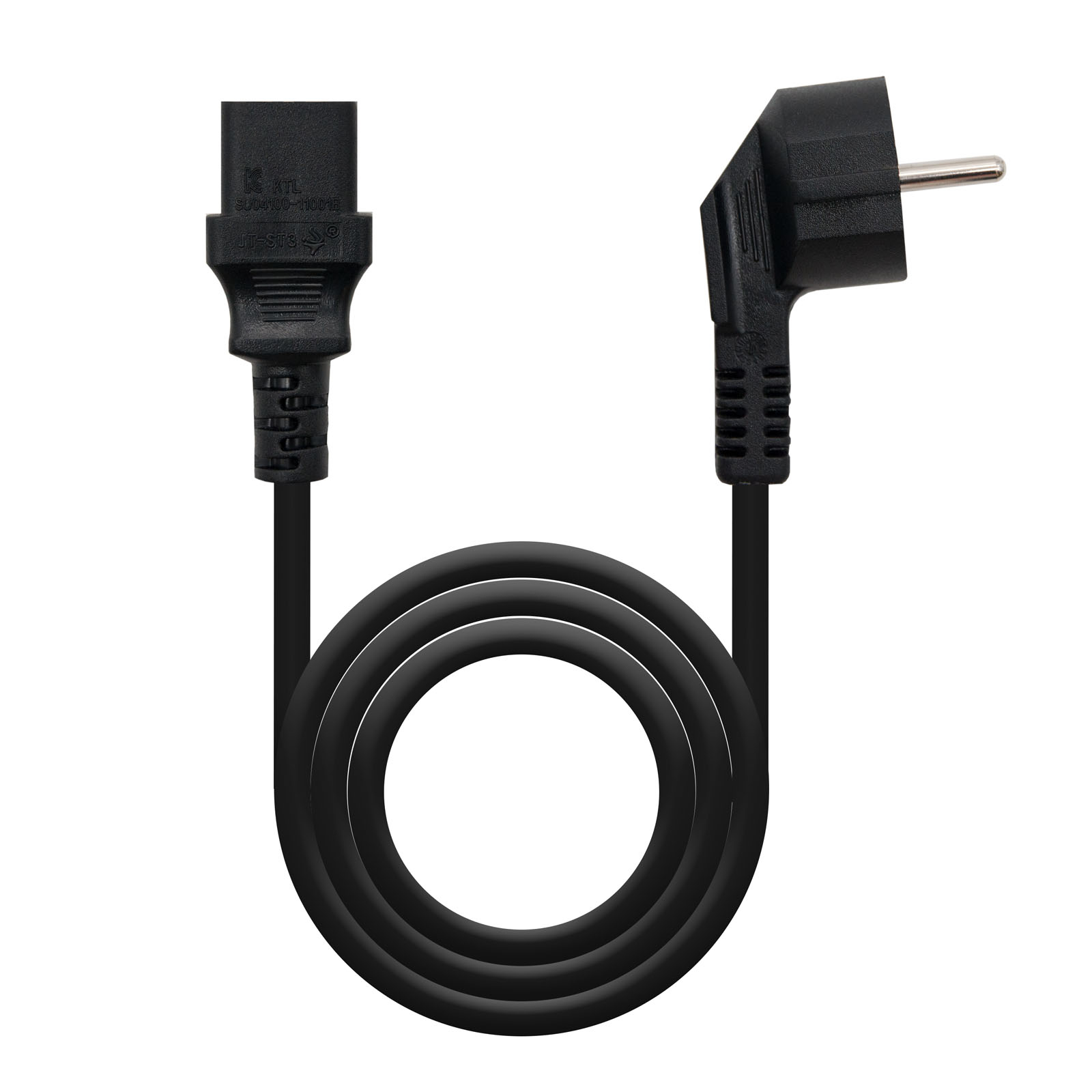 Nanocable 10.22.0103, Macho/hembra, C13 coupler, CEE7/7 Schuko, Derecho, Angular, Negro