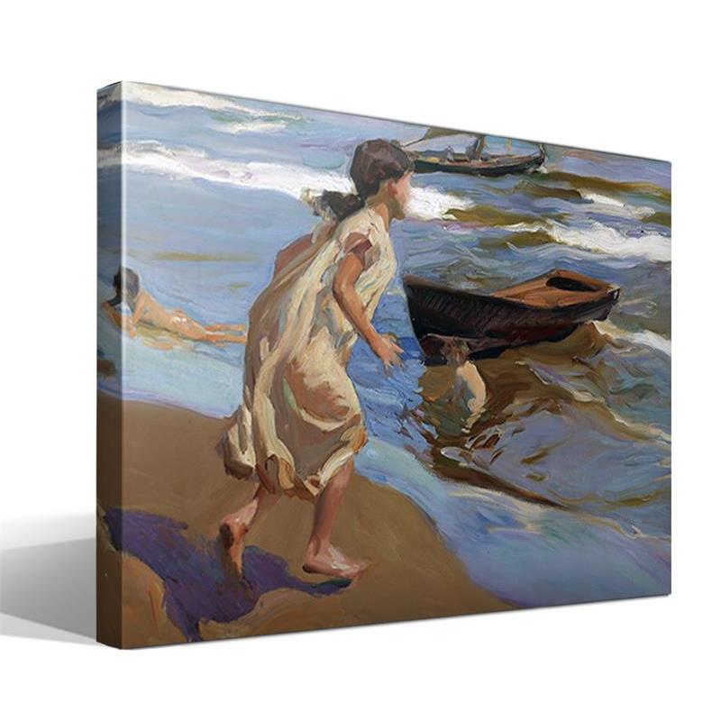 Cuadro Canvas Niña en Baño Sorolla - Alta Resolución - Fabricado a Mano en España