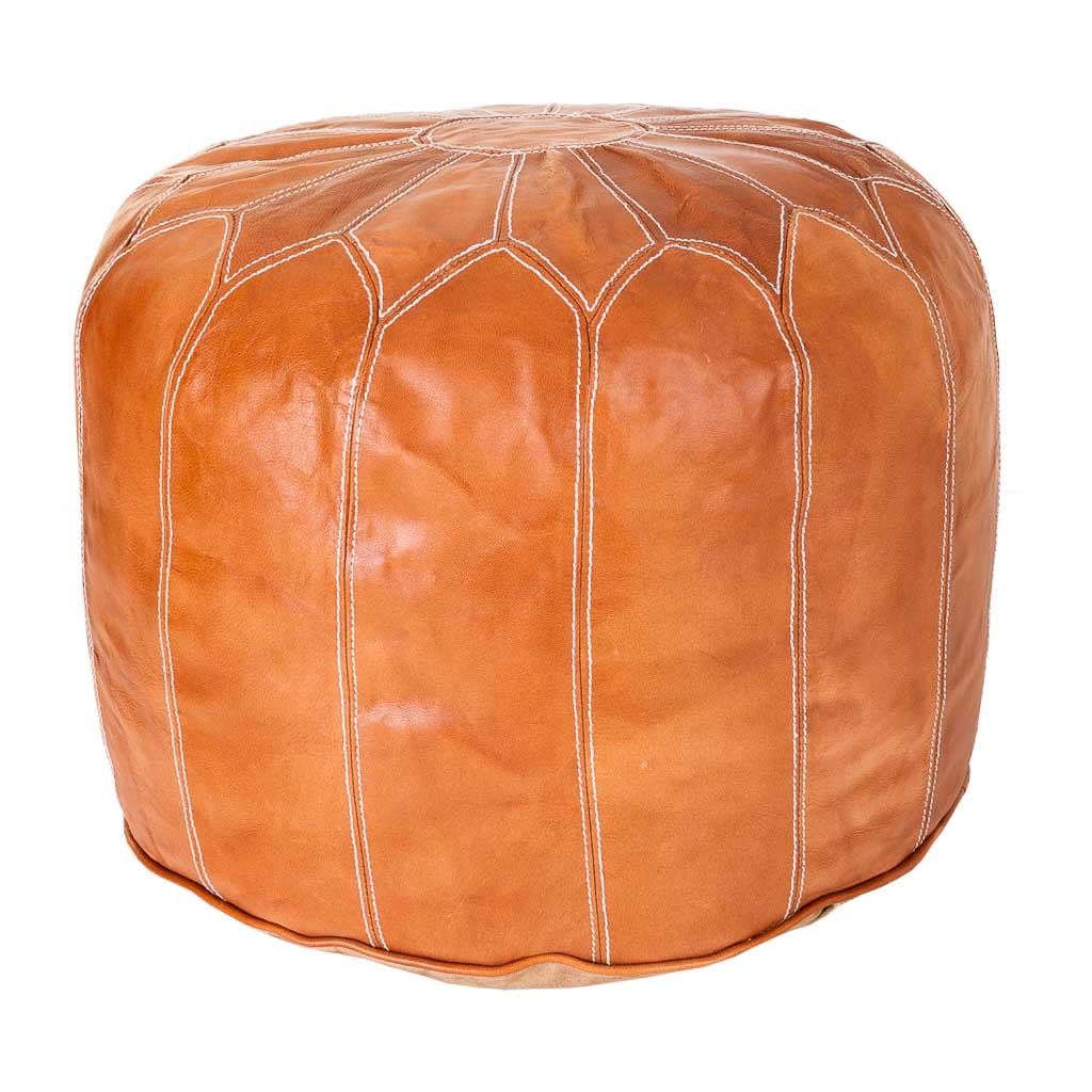 Wonderlust Deco - Puff de piel naranja 48x48x35 Naranja 48x48x35h cm