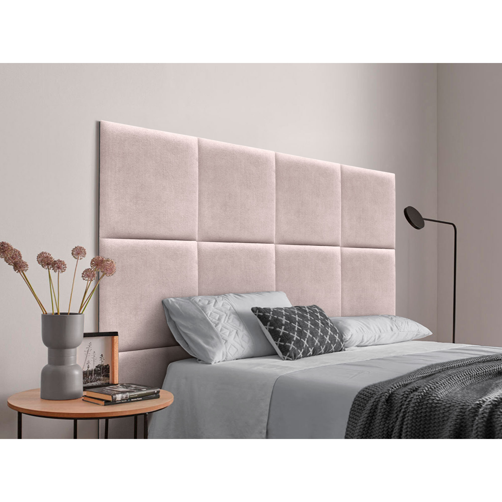 DHOME Cabecero Tapizado Compuesto de Paneles Autoadhesivos Intercambiables de Pana Premium Cama Lujo Dormitorio Acolchado