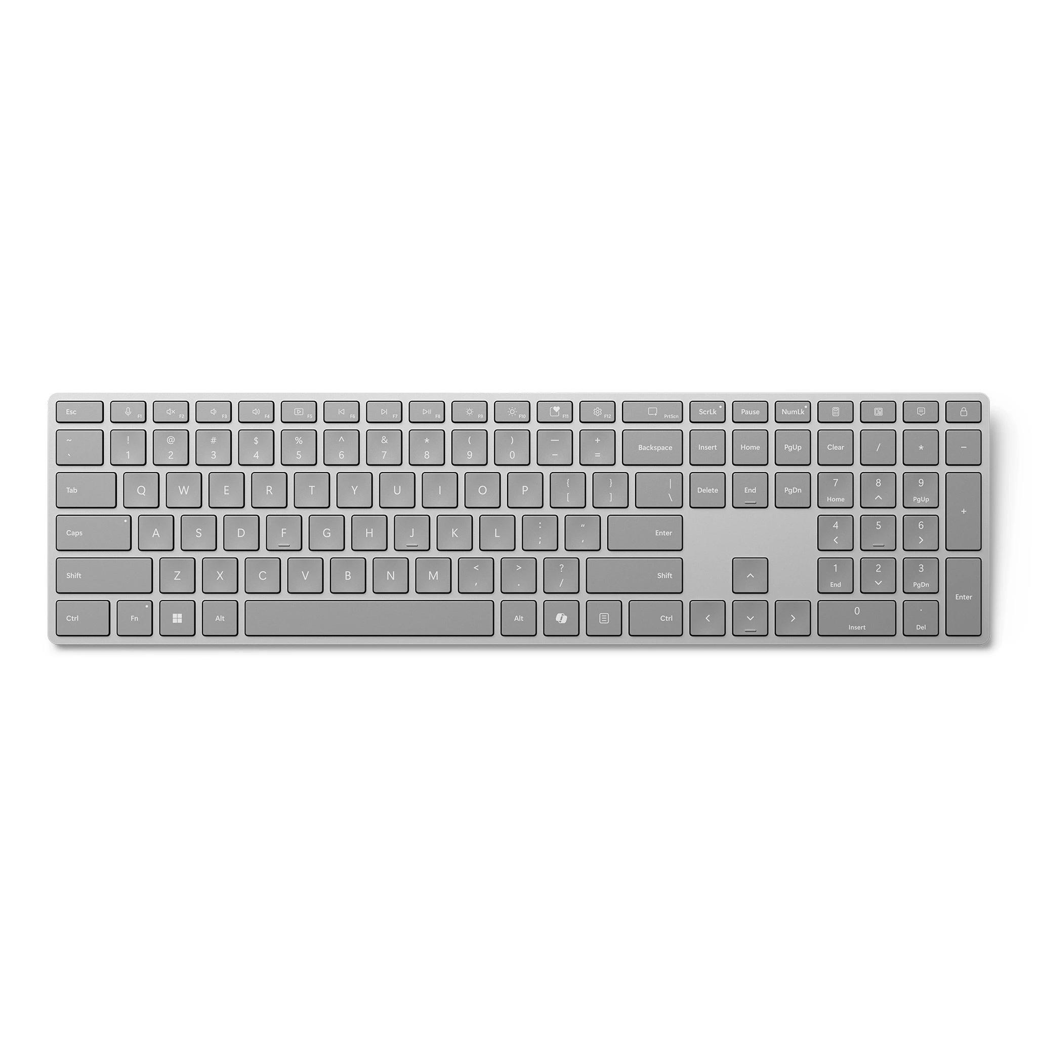 Microsoft - Teclado mecánico EP2-04157 inalámbrico Bluetooth 4.0 para Mac OS X, diseño minimalista gris, teclado numérico integrado y autonomía de 12 meses